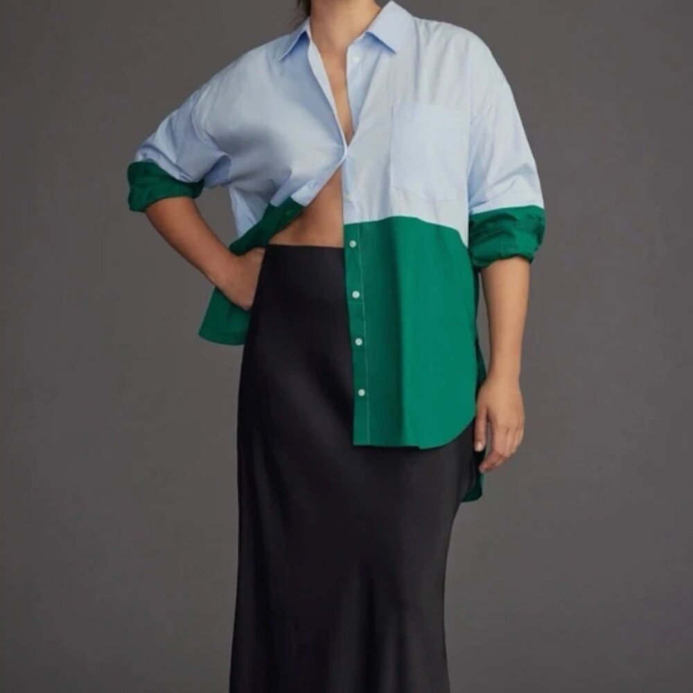 Anthropologie | Maeve Bennet Buttondown Shirt: Colorblock Edition | 3X